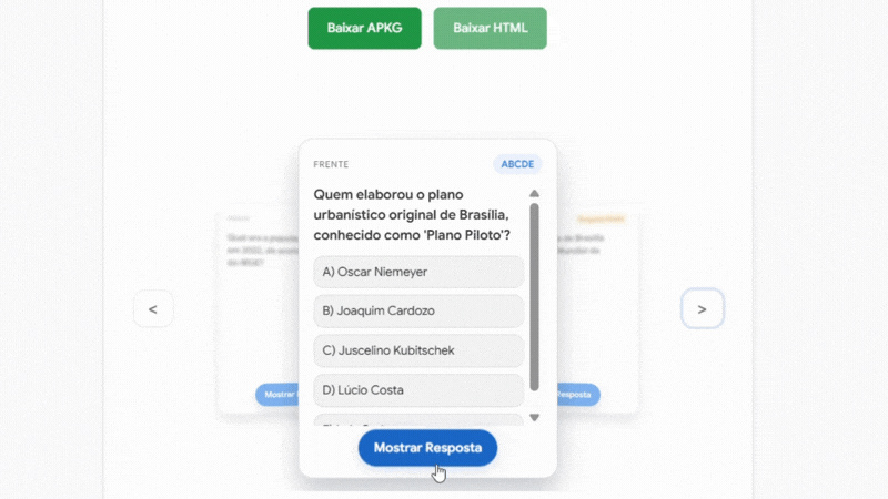 Preview dos flashcards gerados pela IA